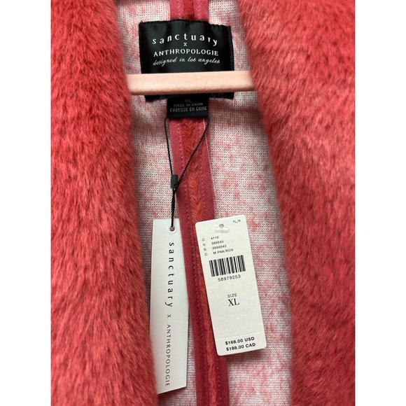 Anthropologie Sanctuary Elena Plush Shawl Jacket - in Medium Pink - NWT - SZ XL - Picture 10 of 13